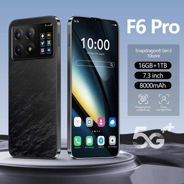 Hot Sale Original F6 Pro 5G Smartphone 7.3inch 108MP HD Beauty Camera 16GB+1TB Memory Fashionable Color 4G 5G Mobile Phone