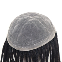 Topper Cheveux Homme 12 Pouces Longs Noirs Dreadlocks Remy Indiens, Prothèse Capillaire Homme en Cheveux Humains avec Base Swiss Lace pour Dreads