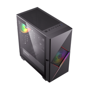GAMEMAX Cyclops BR Micro ATX Boîtier pour <span class=keywords><strong>PC</strong></span> de jeu utilisé <span class=keywords><strong>tour</strong></span> moyenne avec panneau latéral en verre trempé et ports USB et audio avant - Product Image 4