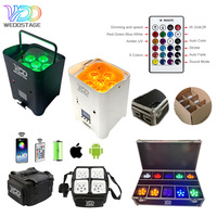 WEDOSTAGE 10 focos inteligentes DJ S6 inalámbricos DMX/WIFI IP33 de 6*18W RGBWA+UV 6 en 1 con batería, control por aplicación, 16.7M colores para