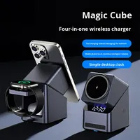 Chargeur sans fil magnétique 4-en-1 transfrontalier certifié 15W à charge rapide Type-C avec support pliable en ABS+PC pour téléphone portable