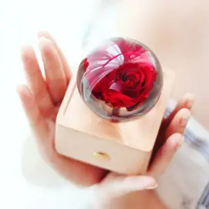 Rosa de base de madera para primer santo de San Valentín, regalos para su novia y esposa