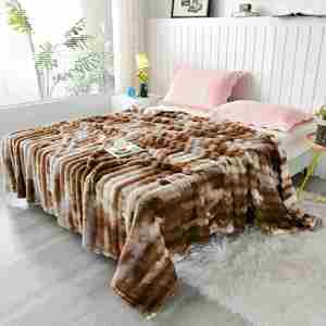 Mantas de Piel de Conejo Tejidas a Mano de Lujo Personalizadas - Diseño Sólido Vintage, Cálidas y Acogedoras, Decoración para el Hogar, Uso en Avión, Manta de Invierno - Product Image 4
