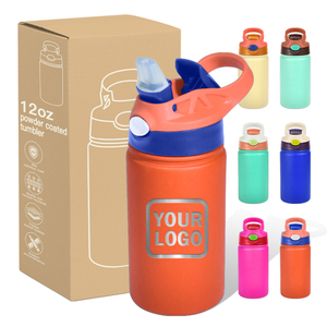 Garrafa Térmica Personalizada de 12oz para Crianças, Garrafa de Água em Aço Inoxidável Isolada com Canudo Retrátil - Product Image 1