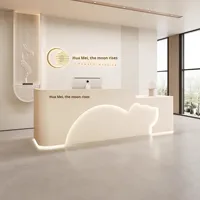 Ensemble complet de comptoirs de réception en MDF style crème pour usage commercial dans les boutiques, les magasins de vêtements, les salons de beauté, les studios de yoga