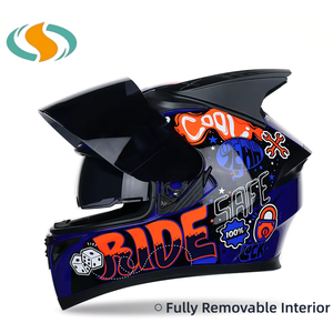 Nuevo Casco Integral de Motocicleta Más Vendido con Visera de Espejo y Cuernos en Varios Colores y Diseños, Material ABS, 1 Año de Garantía - Product Image 3