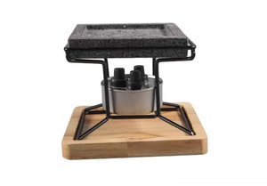 Plaque en <span class=keywords><strong>lave</strong></span> volcanique naturelle et écologique, best-seller, pour steak <span class=keywords><strong>de</strong></span> bœuf, avec <span class=keywords><strong>plateau</strong></span> en acier inoxydable et en bambou - Product Image 3