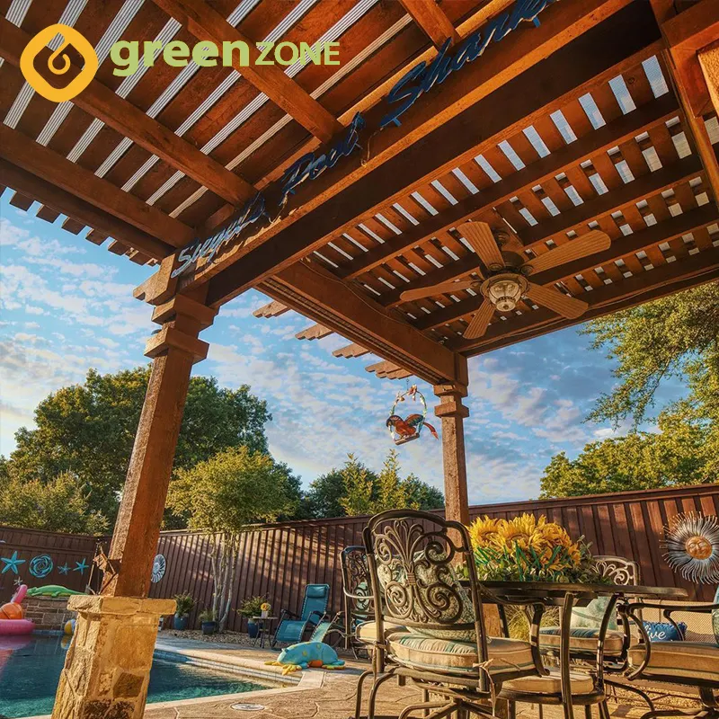 Greenzone gazebo-Techo de pérgola para jardín, moderna pérgola de aluminio para madera, kits de techo con persiana
