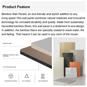 Panneau mural co-extrudé en placage de bois au <span class=keywords><strong>design</strong></span> 3D en charbon de bambou imperméable pour la décoration intérieure - Product Image 4