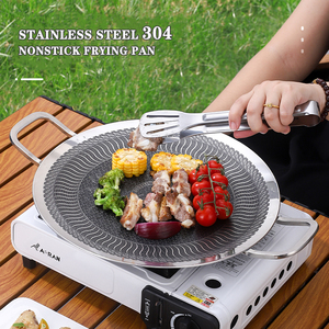 식품 등급 304 스테인레스 스틸 논스틱 요리 프라이팬 야외 조리기구 베이킹 팬 바베큐 sartenes pfanne - Product Image 2