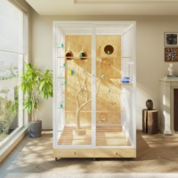 Cabinet spacieux pour oiseaux de grande taille, volière intérieure robuste, structure en bois durable, conçu pour plusieurs oiseaux