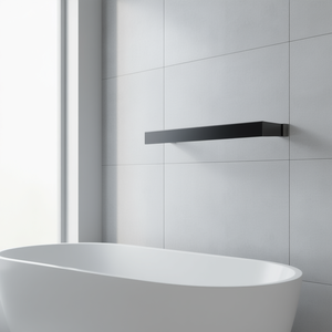 Porte-serviettes mural moderne en acier inoxydable 60 cm, surface brossée, accessoire de salle de bain, barre simple, noir - Product Image 2