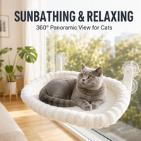 Perchoir pliable pour chat à fixer sur fenêtre avec 4 ventouses robustes, housse amovible en fausse fourrure de lapin, hamac personnalisable OEM ODM
