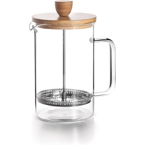 Eco-Friendly Transparent French Press <b>Coffee</b> Maker with Lid High Borosilicate Glass Bamboo Handmade Mouth Blown Airtight - Product Image 1