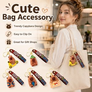 Porte-clés en plastique Capybara mignon, pendentif animal de dessin animé, porte-clés 3D en PVC souple, accessoire de sac et de voiture, cadeau - Product Image 3