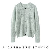 Cardigan en cachemire 100% tricoté pour femme, col rond doux, veste pull