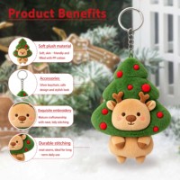 Porte-clés en peluche personnalisé de la série de Noël : Renne de dessin animé, Élan doux, Breloque de sac