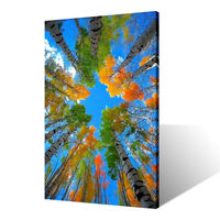 Tableau mural sur toile d'arbre aux couleurs vives - Impression colorée de canopée forestière d'automne, paysage naturel moderne pour salon et chambre à coucher