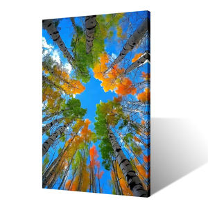 Tableau mural sur toile <span class=keywords><strong>d</strong></span>'arbre aux couleurs vives - Impression colorée de canopée forestière <span class=keywords><strong>d</strong></span>'<span class=keywords><strong>automne</strong></span>, <span class=keywords><strong>paysage</strong></span> naturel moderne pour salon et chambre à coucher - Product Image 5