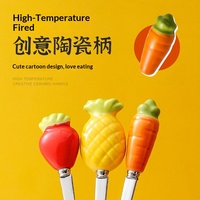 Ensemble de fourchettes et cuillères en acier inoxydable avec manche en céramique, petit ensemble de couverts pour fruits, desserts, café, thé, apéritifs, vaisselle de cuisine