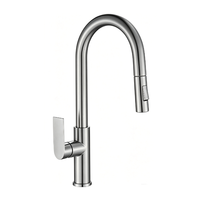 Robinet de cuisine contemporain en acier inoxydable 304 brossé, mitigeur monocommande extractible, cartouche céramique, montage sur plan, OEM, monotrou