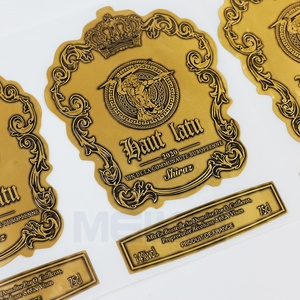 3D dập nổi nhôm mềm chai rượu vang nhãn mạnh mẽ dính 3D vàng mềm kim loại <span class=keywords><strong>Vodka</strong></span> nhãn rượu cho chai - Product Image 1