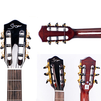 Gitar Klasik Elektrik Senyap Terbaru dari Surpass Music, Senar Nilon, Kayu Solid, Veneer Motif Garis Harimau, Body High Gloss