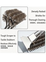 Brosse de nettoyage de barbecue en acier inoxydable OEM avec raclette et poils métalliques pour cuisine extérieure – Vente en gros