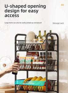 Étagère de rangement mobile et empilable à roulettes, design minimaliste moderne en fer, à trois/quatre/cinq niveaux, autoportante et démontable - Product Image 4