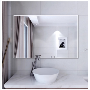 Miroir de salle de bain à cadre noir, rectangulaire horizontal, <span class=keywords><strong>mural</strong></span>, pour salle de bain, hôtel, moderne, simple, vente en gros - Product Image 5