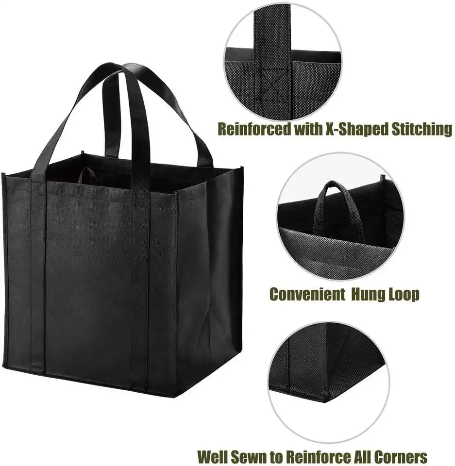 Factory Wholesale Customized Grocery bags reusable foldable for shopping heavy duty large tote non woven bags with logo