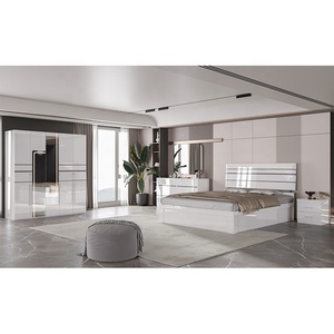 White Modern <strong>Bedroom</strong> <strong>Set</strong> Storage Wardrobe with Mirror Queen <strong>Bedroom</strong> Furniture Luxury European Full <strong>Bedroom</strong> Furniture <strong>Set</strong> - Product Image 2