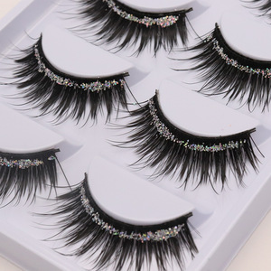 TS031 Faux cils synthétiques <span class=keywords><strong>semi</strong></span>-faits à la main, tige en coton noir, épaisseur 0,07 mm, fins et denses, pour maquillage effet smoky - Product Image 3