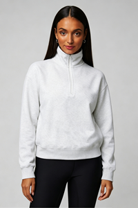 Logo personalizzato ricamato di alta qualità da donna <span class=keywords><strong>con</strong></span> maniche regolari <span class=keywords><strong>felpe</strong></span> <span class=keywords><strong>con</strong></span> cappuccio per donna ragazza quarto <span class=keywords><strong>Zip</strong></span> felpa all'ingrosso - Product Image 3