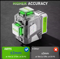 Niveau laser 3D multifonctionnel Huepar ZK03CG à 12 lignes, 360 degrés, horizontal et vertical, auto-nivelant, kit d'outils