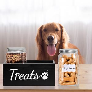 Farmhouse Madeira Pet Treats Organizador De Armazenamento Cão e Gato Tratar Recipiente com 2 Frascos <span class=keywords><strong>Dog</strong></span> <span class=keywords><strong>Food</strong></span> e Tratar Recipiente De Armazenamento - Product Image 4