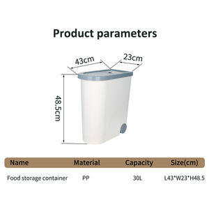30L/32L hermético <span class=keywords><strong>Pet</strong></span> <span class=keywords><strong>Food</strong></span> recipiente de armazenamento com rodas empilháveis Gray White Bin Incluir 2-Cup colher para fácil mobilidade - Product Image 6