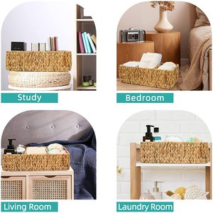Cestino della scatola di immagazzinaggio tessuto giacinto d'acqua fatto a mano del Seagrass con il supporto di asciugamano cosmetico del bagno vario - Product Image 4