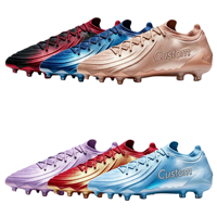 Chaussures de football professionnelles en tricot pour terrain ferme, bleu et blanc dégradé, personnalisables pour équipes