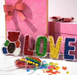 Ecobox ủng hộ đám cưới Hộp quà tặng gấu tình yêu hình sô cô la kẹo Hộp nhựa lưu trữ container