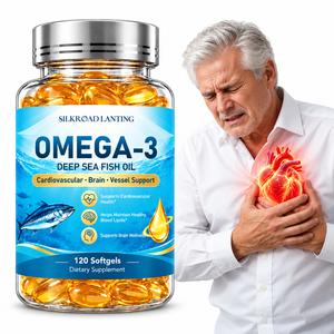 Gélules d'huile de poisson des grands fonds Omega-3 OEM, 120 unités, avec EPA et DHA pour la santé cardiovasculaire et cérébrale, complément alimentaire en marque blanche - Product Image 1