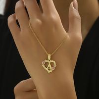 Collier YBcustom plaqué or avec chaîne à maillons, pendentif cœur ajouré mignon en zircon, émail bicolore, lettre A-Z, cadeau