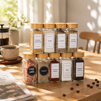 Bouteilles de stockage d'épices en verre de qualité alimentaire sans BPA, hermétiques, 120 ml, pour la cuisine, ensemble de 12 avec couvercles en bois
