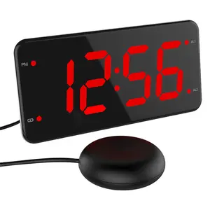 reloj de alarma 1 minuto Suppliers-Reloj despertador LED con mezclador de cama para dormir pesado, sordos y duros de audición, 2 puertos de carga USB, pantalla de 7 pulgadas