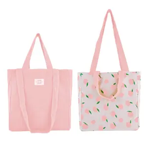 ISO BSCI LVMH gezegen dostu çok kullanım özel kore sevimli pembe işlemeli canvass anime tote çanta de colores pamuk