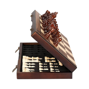Adults Kids <strong>Chess</strong> <strong>Board</strong> Handmade Pieces Folding Portable Sets Game Wooden Set - Product Image 1