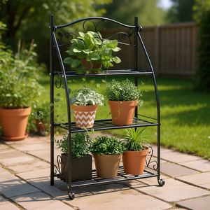 Macetero Rectangular de Acero con Recubrimiento de Polvo Negro, Muebles de Exterior Resistentes a la Intemperie - Product Image 2