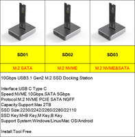Boîtier de Disque SSD NGFF NVMe M.2 NVMe/SATA, Adaptateur M.2 SSD, Station d'Accueil pour Disque SSD NVMe et SATA M.2