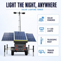 Tour d'éclairage solaire mobile de grande capacité avec lumières LED et générateur de secours pour l'extérieur