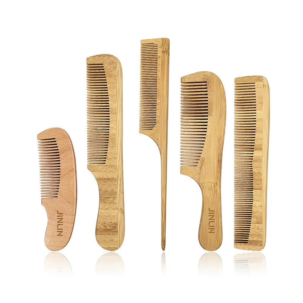 Eco Friendly Wholesale Natural Brush Handmade Head Massage Craft Gift Wooden Wide Tooth Wood Beard Hair Bamboo Comb